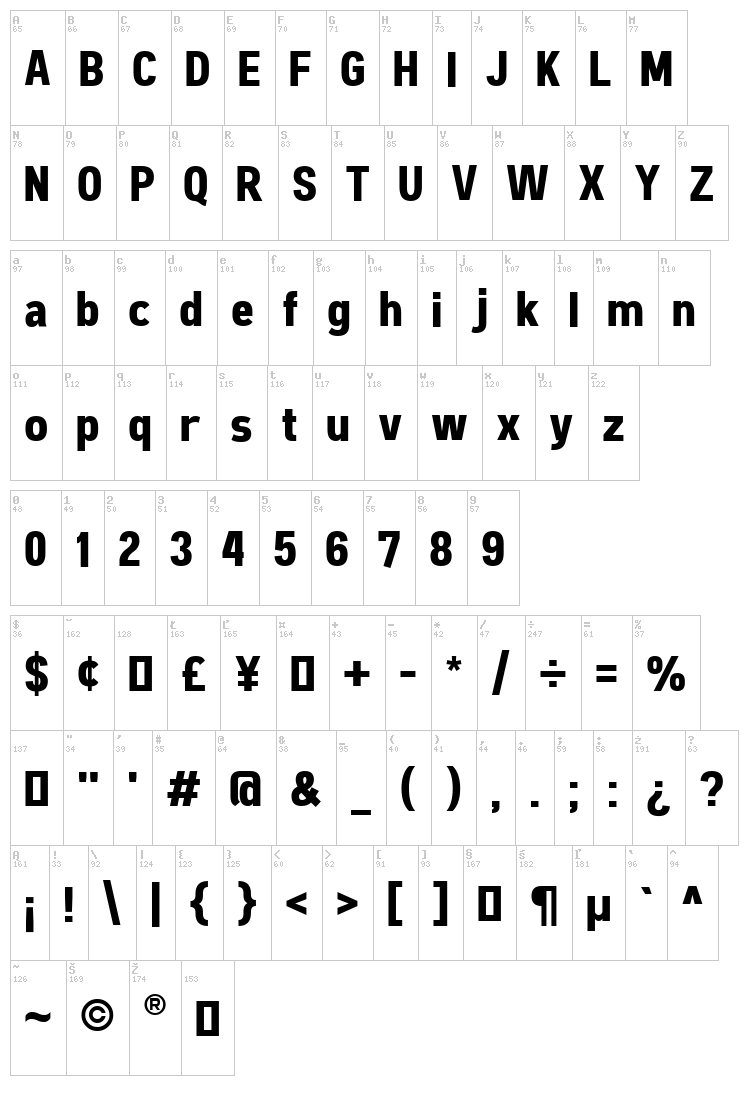 Freeroad font map